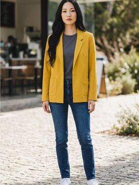 H&M Yellow Single-Button womens Blazer size 4